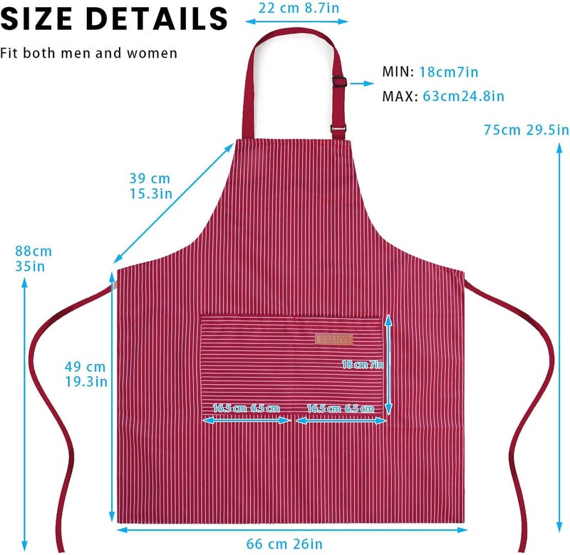 BeLuyi Adjustable Bib Apron with 2 Pockets Chef Cooking Kitchen Restaurant Aprons for Women Men - Image 2